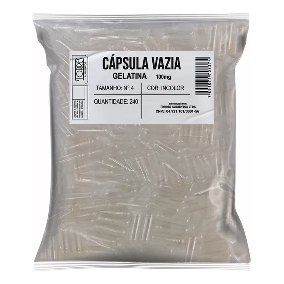 Cápsulas Vazias Torres Cápsula Vazia Gelatina Incolor Tamanho 4 Incolor Foto 1