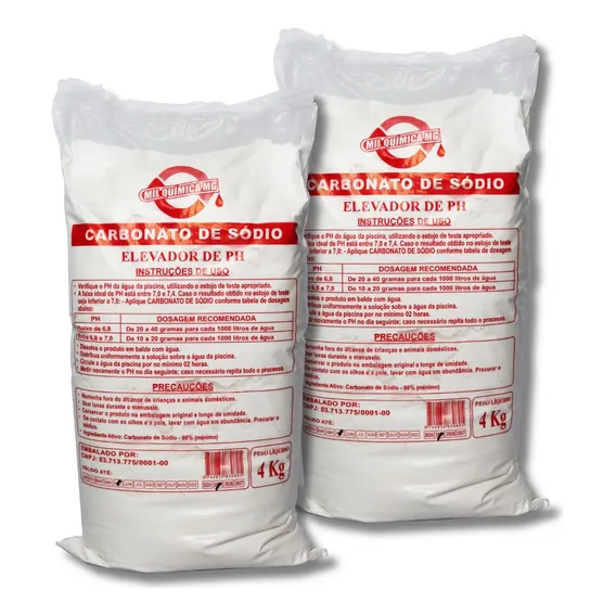 Carbonato Sódio 4kg Elevação Ph Limpeza Piscina Kit Com 2 Foto 1