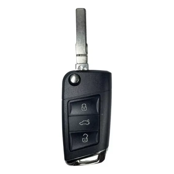 Carcaça Chave Canivete 3 Botões Vw - CompatĂvel Gol, Fox, Polo, Jetta, Voyage G5 + Lâmina E Emblema Foto 1