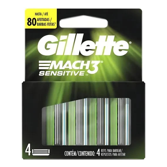 Carga Gillette Mach 3 Sensitive com 4 unidades Foto 1