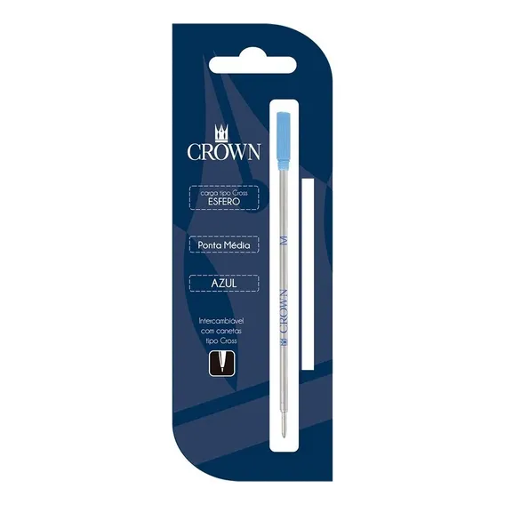 Carga Refil Caneta Crown Ca12009a Tipo Cross Esfero Azul Foto 1