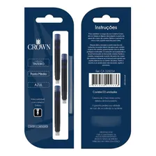 Carga Refil Cartucho Crown Caneta Tinteiro Ca32005a Azul Foto mini 4