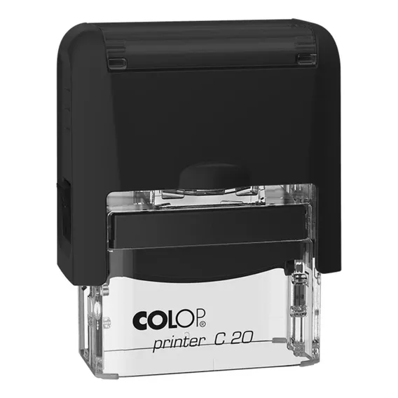 Carimbo Automático C20 Personalizado Com Seus Dados Tinta Preto Exterior Preto Foto 1
