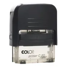 Carimbo Automático C20 Personalizado Com Seus Dados Tinta Preto Exterior Preto Foto mini 2