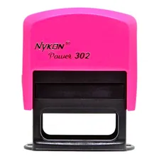 Carimbo Automático Nykon 302 Rosa Neon Tinta Preto Foto mini 1