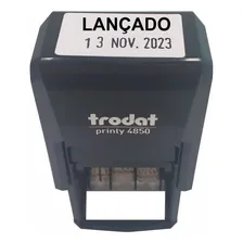 Carimbo Datador Auto-entintado Trodat 4850 C/ Texto Lançado Tinta Preto Exterior Preto Foto mini 1