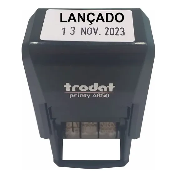 Carimbo Datador Auto-entintado Trodat 4850 C/ Texto Lançado Tinta Preto Exterior Preto Foto 1
