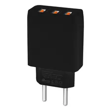Carregador 3 Portas Usb Fonte Tomada Triplo Celular Preto Foto mini 1