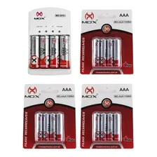 Carregador + 4 Pilhas Aa + 12 Pilhas Aaa Mox Foto mini 1