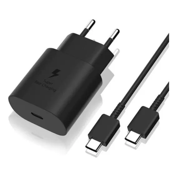 Carregador 45w Para Samsung Tipo C S9 S10 S20 S21 Note Cor Preto Foto 1