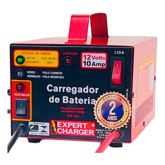 Carregador Bateria 12 Volts 10a Inteligente Com Reativador Foto 1
