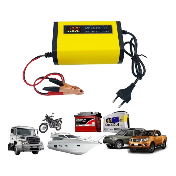 Carregador Bateria 12v 6a Auxiliar Partida Carro VoltÃmetro Foto 1