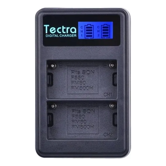 Carregador Bateria Duplo Tectra Para Bateria Np-f550 Foto 1