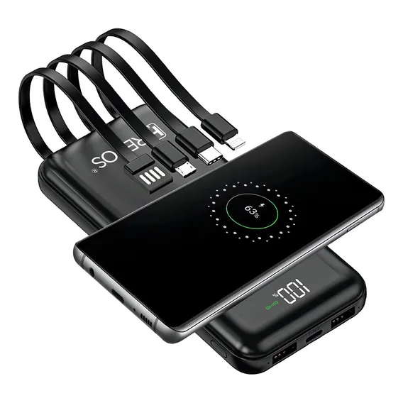 Carregador Bateria Power Bank Com 4 Cabo 10000mah Portatil Foto 1