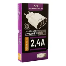 Carregador C/2saídas Usb +01cabo Maketech C/1ano De Foto  mini 1