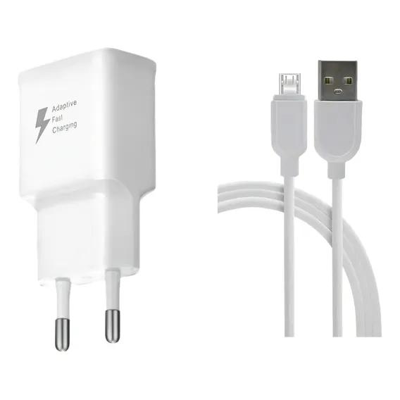 Carregador + Cabo Para LG Q6 K22 K40 K8 K9 K10 K11 K12 V10 Cor Branco Foto 1