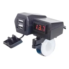 Carregador Celular Gps Moto Usb C/ Voltímetro Led Cor Vermelho Foto  mini 1
