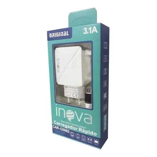Carregador Celular Rápido 3.1 Turbo V8 Inova Prata Foto 1