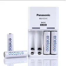 Carregador Com 4 Pilhas Aa Eneloop 2000mah Panasonic Foto mini  2