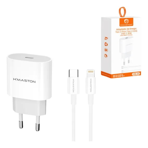 Carregador Com Cabo Turbo 30w Carga Rapida Para iPhone Cor Branco Foto 1