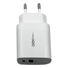 Carregador De Tomada Usb+usb-c (pd) Oex Cg206 Branco Foto mini 1