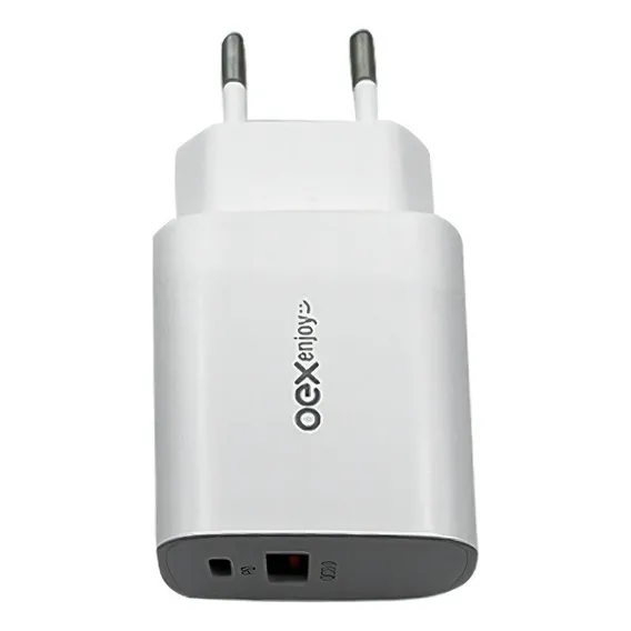 Carregador De Tomada Usb+usb-c (pd) Oex Cg206 Branco Foto 1