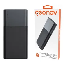 Carregador Externo Powerbank Geonav 14000mah COMPATÍVEL com iPhone Android Cor Preto C/ Cinza Foto mini 4