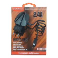 Carregador Fonte Rápido 2 Usb + Cabo V8 1,50 Kaidi Kd 81s Foto mini 1