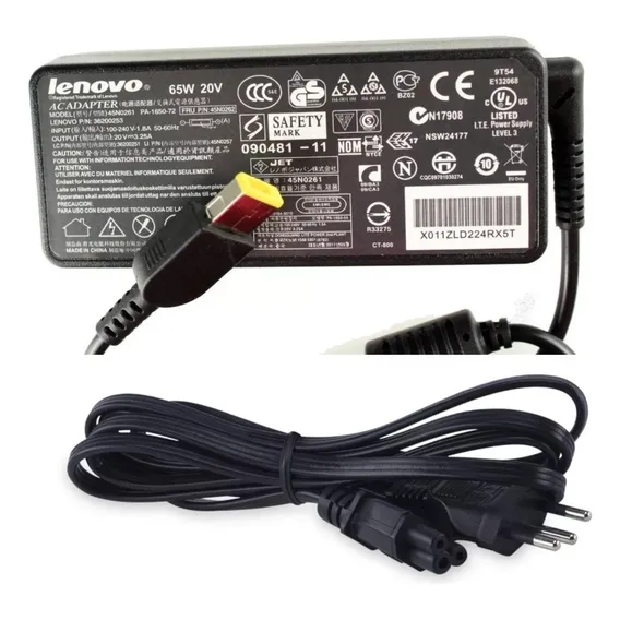 Carregador Lenovo T440 T450 T460 T470 Plug Retang Usb Voltagem De Entrada Fonte Notebook Lenovo Usb Modelo ADLX65NLC3A Foto 1