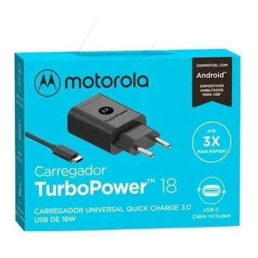 Carregador Motorola Turbopower 18w Usb-c Tipo-c Motorola Foto 1