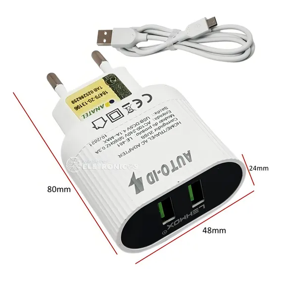 Carregador Original Lehmox Para Galaxy J4 Core 2 Saídas Usb Foto 1