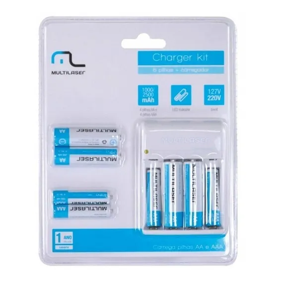 Carregador Pilhas 4x Aa+ 4x Aaa 12horas Multilaser Foto 1