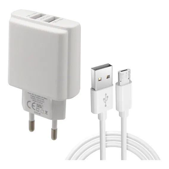 Carregador Turbo Celular Smartphone 2 Usb Cabo Usb Original Foto 1