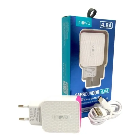 Carregador Turbo Celular Tipo C 2 Portas Usb Turbo Inova Foto 1