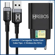 Carregador Turbo Com Cabo Tipo-c Hrebos (hs-151c) Foto mini  3