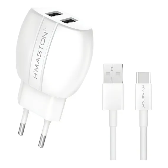 Carregador Turbo De Celular - Fonte com 2 Entradas + Cabo Usb-C Turbo Branco Foto 1