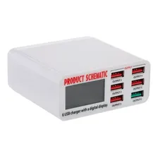 Carregador Usb Charge 6 Portas Display Digital Med Voltagem Foto mini 1