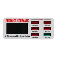 Carregador Usb Charge 6 Portas Display Digital Med Voltagem Foto mini 2