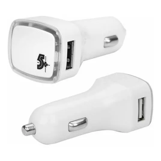 Carregador Usb Veicular 12v 2.1a Branco 5+ Foto 1