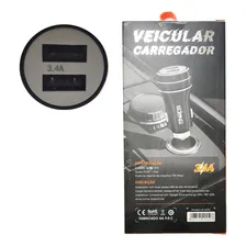 Carregador Veicular Rápido Automotivo 3.4a 2 Usb Cabo Tipo-c Cor Sortida Foto mini 3