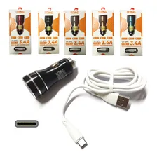 Carregador Veicular Rápido Automotivo 3.4a 2 Usb Cabo Tipo-c Cor Sortida Foto mini 1