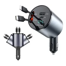Carregador Veicular Turbo Cabo Retrátil Carregador Tipo C iPhone,tomada Usb Veicular Carregamento Super Rápido De Até 100 W Para iPhone Samsung Motorola Xiaomi Foto mini 1