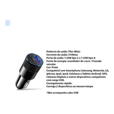 Carregador Veicular Turbo Usb-c Carro 70w P/ Apple iPhone 10 Cor Preto Foto mini 3