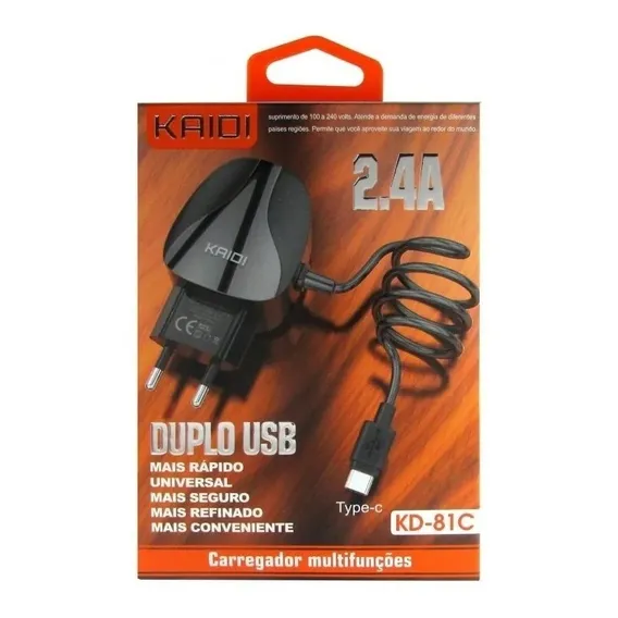 Carregador Viagem Duplo Kd-81c Compativel P/ Motorola Motoe7 Foto 1