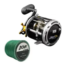 Carretilha Pesca Perfil Alto Black Max 30 + Linha Multi 300m Foto  mini 1