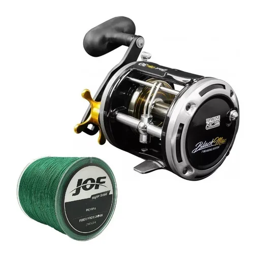 Carretilha Pesca Perfil Alto Black Max 30 + Linha Multi 300m Foto 1