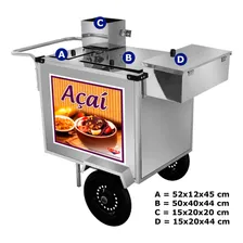 Carrinho Açai Ambulante Com Guarda Sol Com Roda Reforçada Foto mini 3