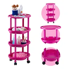 Carrinho Auxiliar Para Cabeleireiro Rosa Salão De Beleza Estética Dompel Clean Foto mini 1