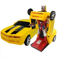 Carrinho Bate Volta Vira Robo Transformers Luz E Som Menino Cor Amarelo Personagem Camaro Bublebee Foto  mini 1