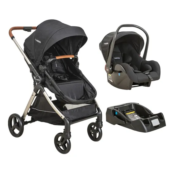 Carrinho Bebe Kiddo Speedy + Bebê Conforto Base Preto Foto 1